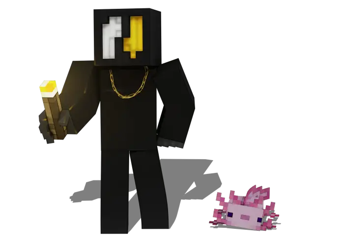 Die TeamHoly-Figur mit Fackel und Axolotl